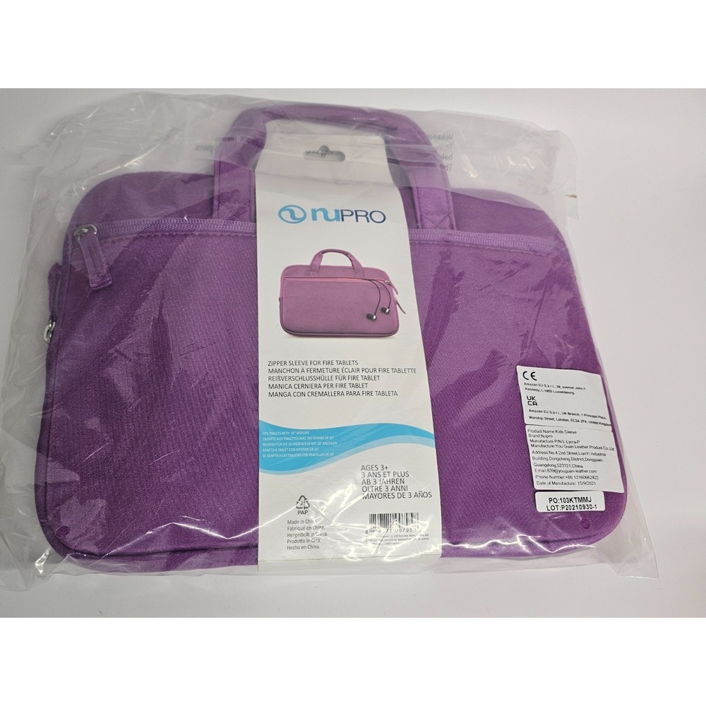 NuPro Zipper Sleeve for All Versions of Fire Kids Edition Tablets - Purple/Pink